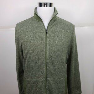 NWT Club Room Men’s Olive Full‑Zip Fleece Jacket • Size L • Mock Neck